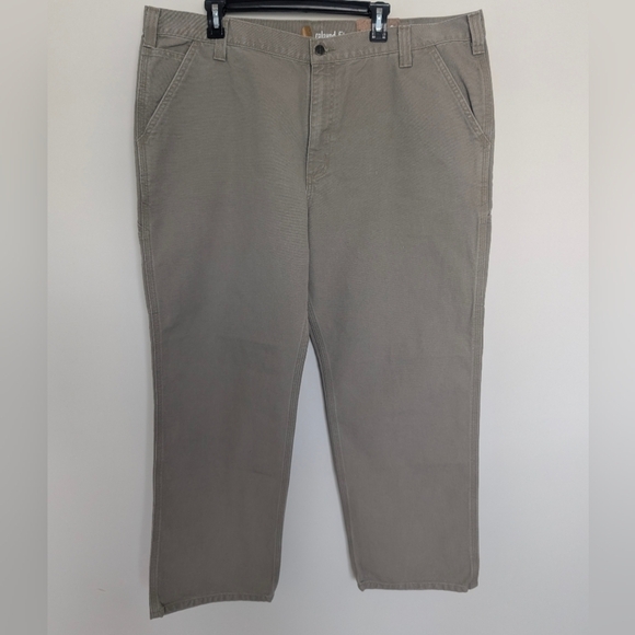 Carhartt Other - Carhartt Pants Mens Size 42”x30” Gray/Tan Relaxed Fit Washed Duck Work Dungaree